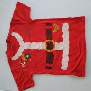 Vintage Christmas Santa Single Stitch On Sleeve Holiday T-shirt